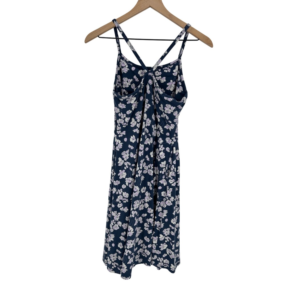 Pact Midi Dress Womens Medium Navy Blue Floral Organic Cotton Pockets Summer - Picture 2 of 10